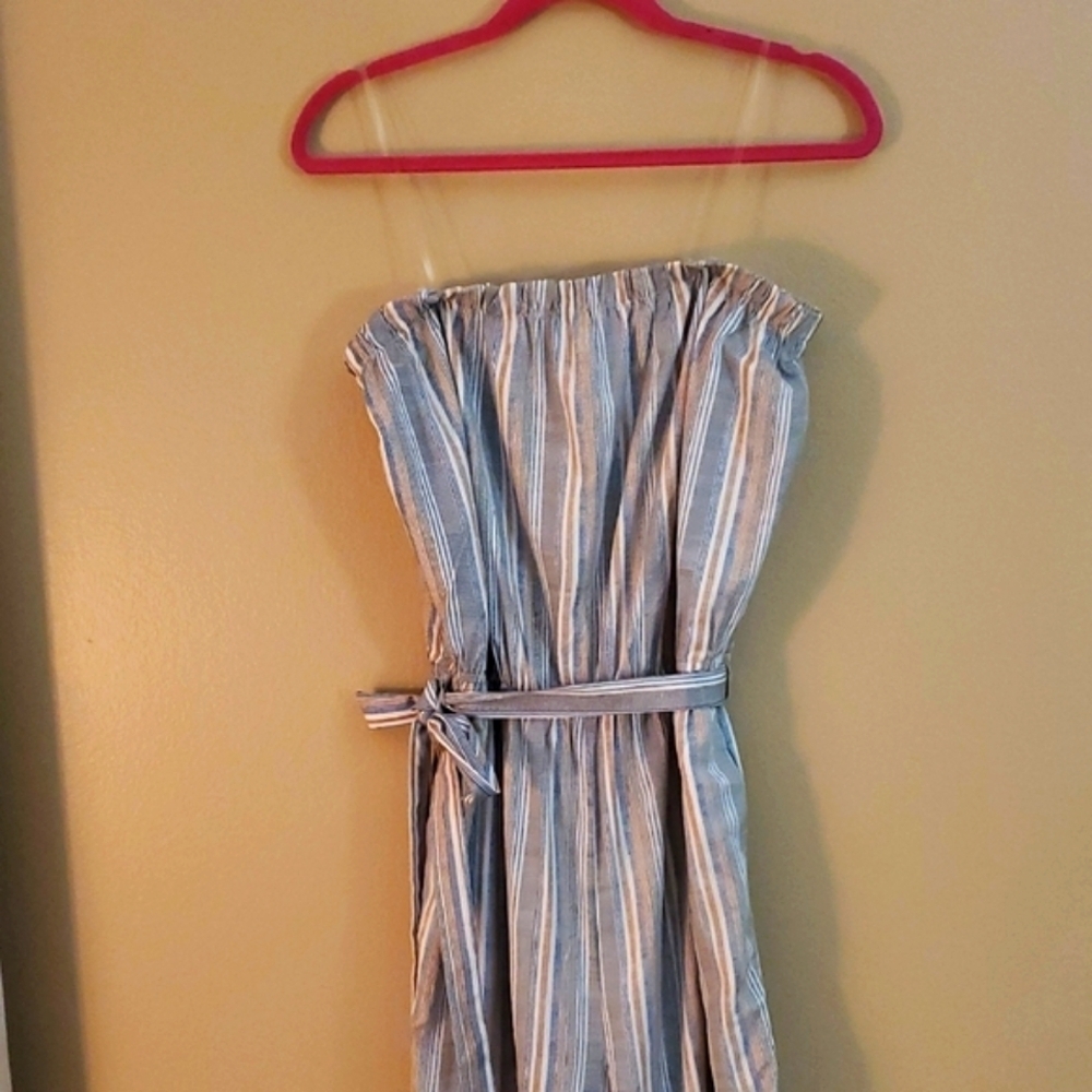 Blush Design Blue and Brown Striped Pants Capri Jumper